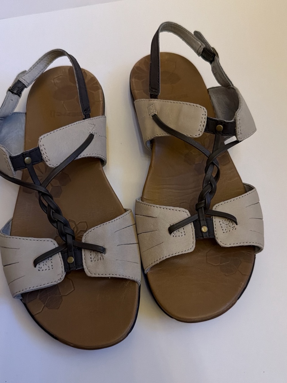 Merrell Women's Taupe and Brown Braided Strap Sandals